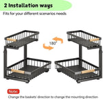 2-Tier Kitchen Under Sink Organiser Storage with Height Adjustable, Unique Slide Rail & Suction Cups V178-36080