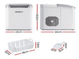 Devanti Ice Maker Machine Portable 12kg Countertop w/Self Cleaning 1.2L White IM-ZB-OL-15A-WH