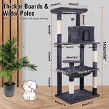 VaKa 143cm Cat Tree Scratching Post Scratcher Tower Condo House Furniture Wood V465-51026