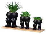 3PCS Artificial Succulent Plants in Ceramic Pots Modern Cute Human Shaped Decorative Fake Succulents V1294-YM0901-3115240022311