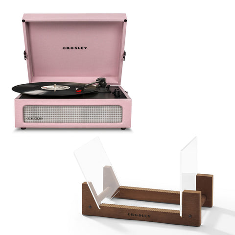 Crosley Voyager Bluetooth Portable Turntable - Amethyst + Bundled Crosley Record Storage Display V398-CR8017BSS-AM4