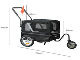 PaWz Pet Stroller Bike Trailer 2-IN-1 Sunroof ST1013-BK