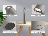 Portable LED Table Lamp 13.5" H Touch Control, 3 Brightness Levels, Rechargeable Desk Light for V1107-CS-GJTDHU