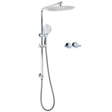WELS Double Round Shower Head Handheld Sliding Rail Arm Chrome 12" Rainfall Twin Taps Set V1233-C4902B22HR003M4CKSR112CPF0282A