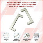 Brushed Nickel Stainless Steel Kitchen Cabinet Square Drawer Pull Door Handles 15-Pack V63-835851