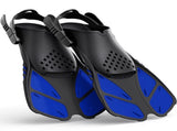 Blue Adjustable Open Heel Snorkel Fins, Travel-Size Short Swim Flippers for Snorkeling, Diving & V1107-ADJUSTABLE OPEN HEEL SNORKEL FINS1-L