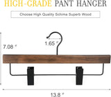TOPIA HANGER Pants Hangers, Wooden Skirt Hangers with Adjustable Metal Clips, Premium Retro Finish V1258-DP02-F-236