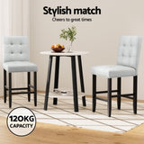 Artiss 2x Bar Stools Kitchen Dining Chairs Counter Fabric Stool Wooden Ada Grey UPHO-C-BAR-2501-GYX2