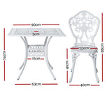 Gardeon Outdoor Dining Set 5 Piece Chairs Table Cast Aluminum Patio White FF-DINING-CALU-WH-AB