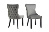Paris Dark Grey Velvet and black Rubberwood Upholstered Dining Chairs Tufted Back -Set of 2 V292-DC-PARIS-DGREY-BLACK