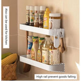 Set of 2 shower shelves, shower shelf without drilling, wall shelf with 6 removable hooks, for V1237-ZY-203-2946