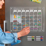 4-Piece Magnetic Acrylic Fridge Monthly Weekly Daily Planner Boards Set - Reusable Minimalist V888-ELOSUNG49870