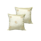 Accessorize Set of 2 Tiarni Embroidery Faux Silk Square Cushion Covers V442-HIN-CUSHIONC-TIARNI-CREAM-SQ