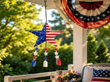 Metal Wind Chime, Patriotic Star Windchimes for Outside, 23 Inch Weather Resistant Outdoor Wind V1369-AZ3-W-12245