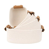 5-piece cotton rope storage basket set, cotton woven with leather handles, multiple sizes for V1232-MXBZSNK001