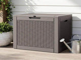 Gardeon Outdoor Storage Box 118L Container Lockable Garden Toy Tool Rattan-Texture Brown OSB-RAT-118L-BR