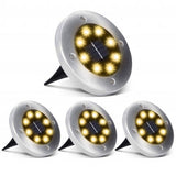 Solar Ground Lights,LED Garden Disk Lights In-Ground Outdoor Landscape Lighting for Lawn Patio V1366-AZ2-W-24457