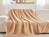 Updated Grey Throw Blanket for Couch and Bed- Super Soft and Warm 3D Checkered Fluffy Fuzzy Fleece V1107-114-51000-BRN3