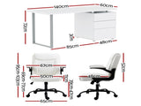 Artiss Computer Desk Executive Office Chairs Sets White DESK-140M-CHAIR-7023-WH