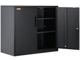 Metal Storage Cabinet w/ 3 Keys 2 Adjustable Shelves & Magnetic Door Black V952-ZXCWJCQHY3180B55IV0