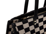Black and gray color-matched tote bag large capacity, can be carried by hand or cross-body, V1106-HEBB-003