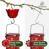 24oz Glass Hummingbird Feeder with Ant Moat, Leak-Proof Wild Bird Feeder with 6 Flower Feeding Ports V1366-AZ2-W-24853