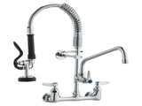 Commercial Faucet with Pre-Rinse Sprayer, 21" Height, 8" Center, 12" Swing Spout, Wall Mount Kitchen V952-BGSYCXSLTBGS9X3ACV0