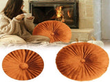 1 Pc Pumpkin Throw Pillow 13.7 InchDecorative Round Velvet Floor Pillows with Center Button for V1192-AZ-W-35132