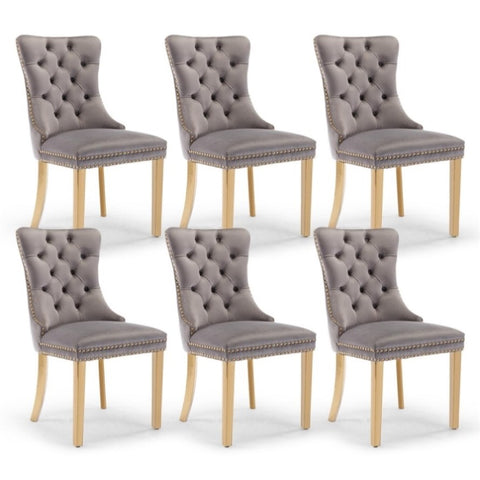 AADEN 6x Velvet Dining Chairs with Golden Metal Legs-Grey V226-SW1501GY-3
