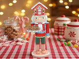 New Classic Wooden Nutcracker Figurine, 38cm tall, gingerbread house hat design, red and blue V1232-HTJZ-38CM-001