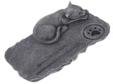 Grey Resin Cat Memorial Stone for Outdoor Garden Decoration and Pet Tribute Marker V1370-AZ4-14253
