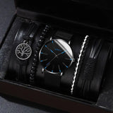 men's bracelet watch set, single calendar watch, fake three eye watch, canvas quartz watch, PU V1347-937-91694-BLK-8