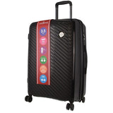Pierre Cardin Inspired Milleni Checked Luggage Bag Travel Carry On Suitcase 65cm - Black V563-MONACO-MEDIUM-BLACK