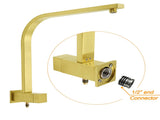 WELS Brushed Gold Square Shower 10" Large Rain Head Handheld Silde Rail Arm 2in1 Set Mixer V1233-C7121GHS002M4CGKSS110GKSQ201G