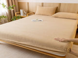 Khaki Plush Crystal Velvet Fitted Sheet - Ultra Soft, Warm & Thick for Winter V888-ELOSUNG26942