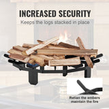 Log Grate, 27 inch Heavy Duty Wheel Fire Grate with 6 Support Legs, Solid Powder-coated Steel Bars, V952-LXYMP6X20MM27JRUUV0