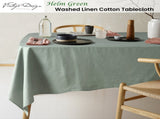Vintage Design Homewares Helm Green Washed Linen Cotton Tablecloth 150cm x 230cm V442-HIN-TABLEC-HELMLINENC230CM-GREEN-RE