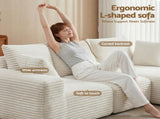 Artiss 3 Seater Modular Sofa Bed Sectional Boneless Couches for Living Room Corduroy Compressed Sofa SBED-K-CDY-4S-WH-ABC