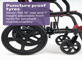 Equipmed Folding Transit Wheelchair, Lightweight Aluminium for Easy Transport, Crimson Red V219-HELWLCEQR41A