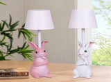 Pink Bunny White Lampshade Adorable Rabbit Resin Table Lamp - 3-Color LED, USB Rechargeable, Touch V888-ELOSUNG21690