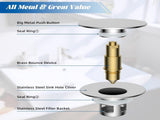 2 Pack All Metal Upgraded Bathroom Sink Stopper, Universal Pop Up Sink Drain Strainer, Brass Bullet V1259-DP01-A-2248