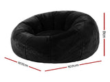 Artiss Bean Bag Chair Cover Soft Faux Fur Beanbag Cover Large Round Stuffed Animal BD-COVER-ROUND-BK