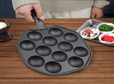 SOGA 2X 18CM Cast Iron Takoyaki Fry Pan Octopus Balls Maker 12 Hole Cavities Grill Mold ZPAIB2X2