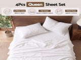 Giselle Queen 500TC Cotton 4Pcs Sheet Set with 40cm Extra Deep Pocket for Thick Mattresses Sateen SHEETSETS-TC5-W-Q