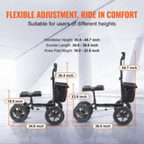 Folding Knee Scooter, Aluminum Steerable Knee Walker with Height-Adjustable Handlebar & Knee Pad, V952-XGZXQCQLBDJZ6X9I8V0