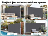 Instahut 2X3.5M Side Awning Retractable Privacy Screen Outdoor Sun Shade Grey AWN-B-SIDE-FC-2X35-DG