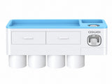 Blue-Mounted Bathroom Organizer with 4 Magnetic Cups - Automatic Toothpaste Dispenser, No-Drill V888-ELOSUNG57229-1