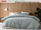 Accessorize 400TC Sage Bamboo Cotton Double Stitch Quilt Cover Set King V442-HIN-QUILTCS-DOUBLESTITCH-SAGE-KI