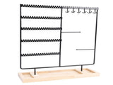 Jewelry Organizer Stand Metal Earring Holder Bracelet Necklace Display Rack with Wooden Base for V1294-YM0901-3117250138611