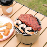 Grill - Portable Charcoal Grill - Mini Stainless Steel Charcoal Grill - Small Outdoor Grill V1188-ZXY-131-709